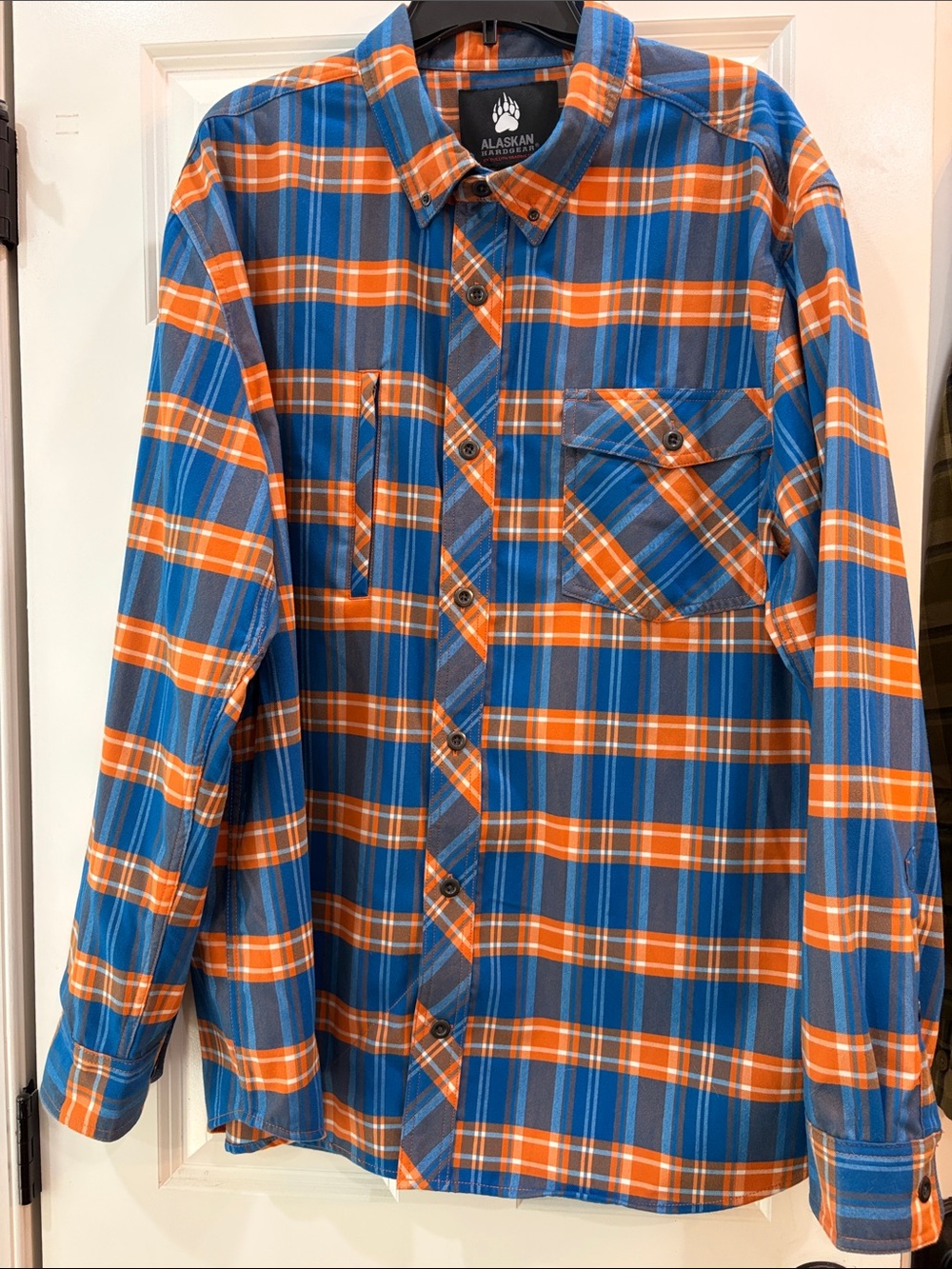 Men's Blue & Orange Plaid Button-Down Shirt - Picture 2 of 8